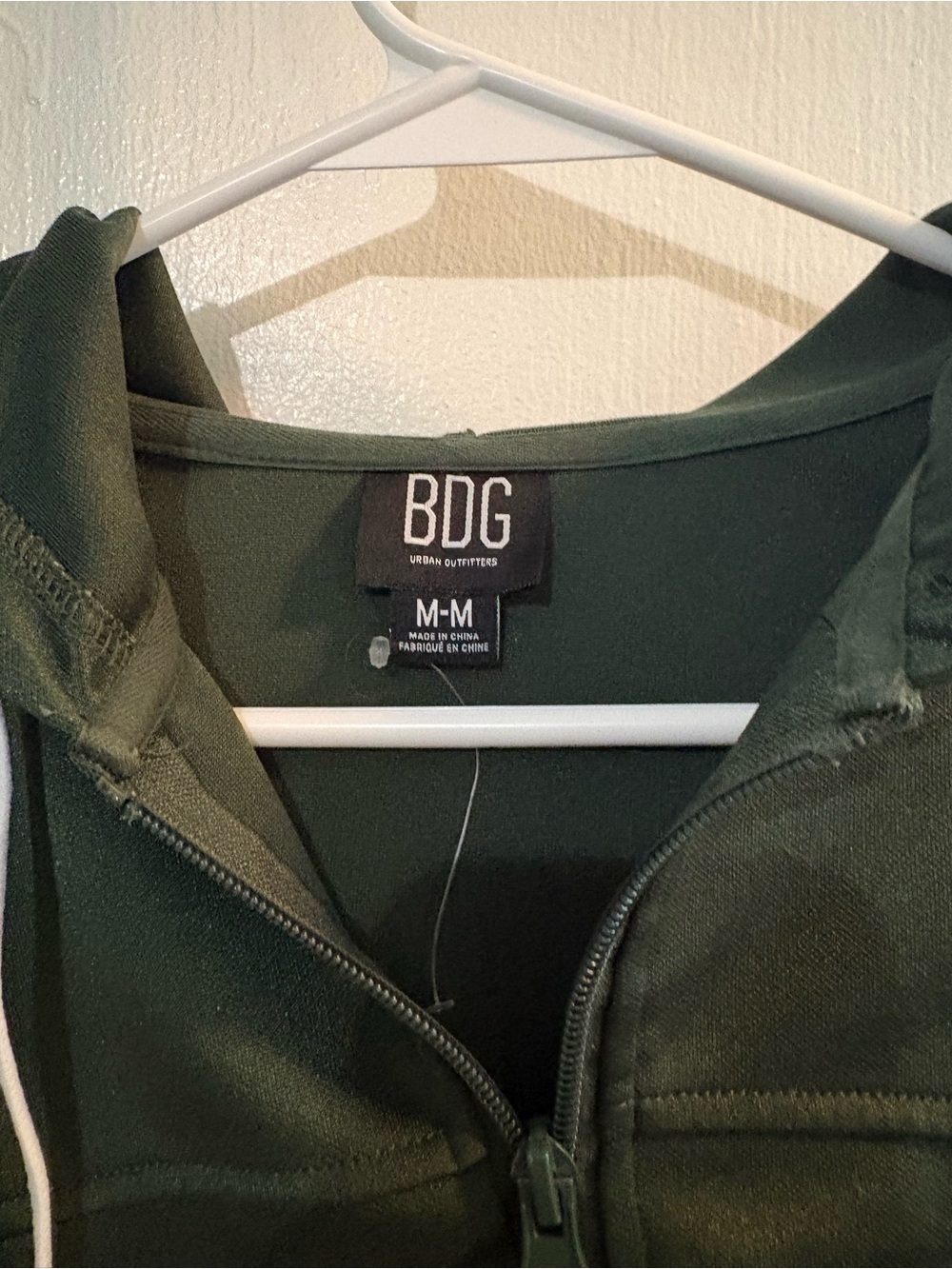 BDG Dark Olive Cropped Bomber Hoodie Jacket - Picture 2 of 3